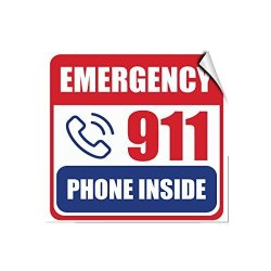 Fastasticdeals Emergency 911 Phone Inside Hazard Emergency Label Decal Sticker 12 In X 12 In
