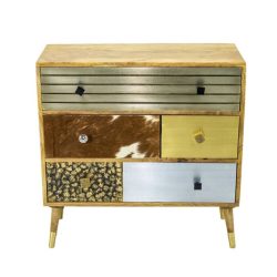 Wooden Metallic Multi Chest Of Drawers Sotran Dekorativ