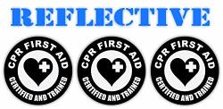 3 Pack - Reflective Cpr First Aid Certified And Trained Hard Hat Stickers Helmet Safety Decals Labels First Aid And Cpr Trained