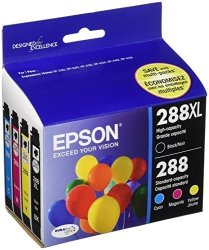 Epson Cartridge Ink 288XL Black 288 Cyan Magenta Yellow Jaune 4-PACK