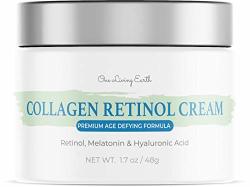 One Living Earth Collagen Retinol Cream For Face - Anti Aging Cream With Hyaluronic Acid - Melatonin Retinol Night Cream - Support Anti Wrinkles