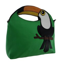 A Bird In The Hand Tropical Toucan Clutch Handbag With Removable Strap Vinyl Womens Cross Body Bags Green