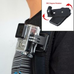 360 Degrees Rotatable Bag Clip Mount With Screw For Gopro Hero Session Series & Other Action Cameras