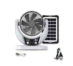 Phronex 6INCH Rechargeable Box Fan With Solar Panel And LED Bulb