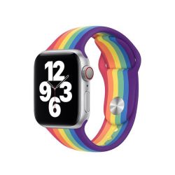 Silicone Sport Band For Apple Watch - 38MM 40MM Striped Rainbow