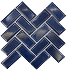 Mosaic Tile Porcelain Metro Dark Blue Glossy L30CM X W30CM Per Sheet