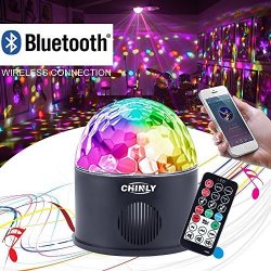 CHINLY LED Disco Ball Light MP3 Music Bluetooth Speaker USB Portable 9W 9COLOR Modes Dance Hall Strobe Light Party Light For Wedding Party Festival
