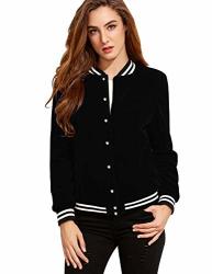 Fv Relay Women's Baseball Jackets Casual Varsity Velvet Short Coats Outwear S Black