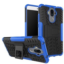Sogocool Huawei Mate 9 Case Dual Layer Hybrid Shockproof Protective Rubber Hard Tpu Cover For Huawei Mate 9 5.9 Inch With Kickstand Blue