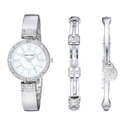 Anne Klein Women's Premium Crystal Accented Bangle Watch And Bracelet Set