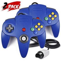2 Pack N64 Controller Innext Classic Wired N64 64-BIT Gamepad Joystick For Ultra 64 Video Game Console N64 System Mario Kart Blue