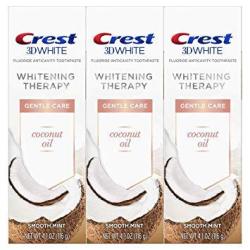 Crest Coconut Oil 3D White Toothpaste Whitening Therapy Gentle Care With Fluoride Smooth Mint 3 Count