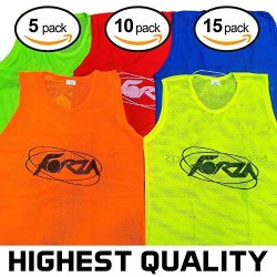 Forza Soccer Training Pinnies Scrimmage Vests Sports Bibs - Packs Of 5 10 & 15 - Sizes Ranging From Kids To XL Net World Sports 5. Blue 8. Kids Pack Of 10