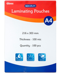 Office Essentials A4 Laminating Pouches Pack Of 100- Thickness 75 Micron On Each Side Size: A4 – 216 X 303MM Works Well With