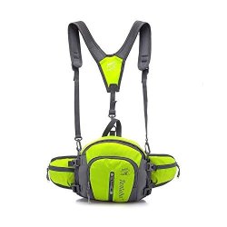 Hiking Waist Pack Multifunctional Waterproof Lumbar Pack Fanny Pack With Bottle Holder For Camping Climbing Travel Cycling Dog Walking Green