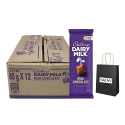 Cadbury Box Of 12 - 80G - Dairy Milk - Milk Chocolate + Natan Gift Bag
