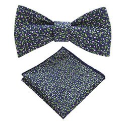 Cotton Jemygins Floral Self Tie Bow Tie And Pocket Square Set For Men 12
