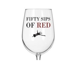 Fineware 50 Sips Of Red - Funny Wine Glass - 16 Ounce Libbey Custom Printed Wine Glass Gift