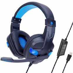 Teaboy Gaming Headset Xbox One Headset PS4 Headset 7.1 Surround Sound Noise Canceling Over Ear Headphones With MIC LED Light USB PC Gaming Headset