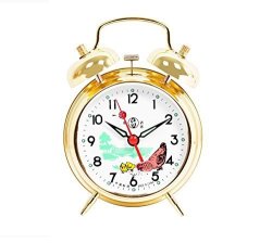Besplore Double Bell Mechanical Wind Alarm Clock With Rooster Peck At Rice Design Gold