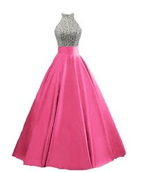 Heimo Women's Sequined Keyhole Back Evening Party Gowns Beaded Formal Prom Dresses Long H123 0 Fuchsia