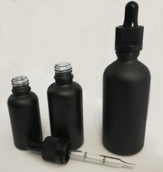Matte Black Glass Bottle With Dropper And Childproof Cap 15 Ml
