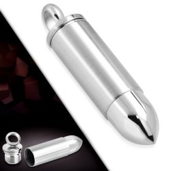 HOUSWEETY Pet Cremation Stainless Steel Pill Box Case Bottle Holder Container Keychain with Dog Paw Charm
