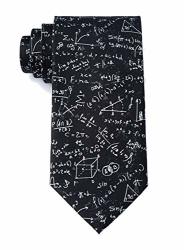 Men's 100% Microfiber Math Equations Novelty Tie Necktie - Black Skinny