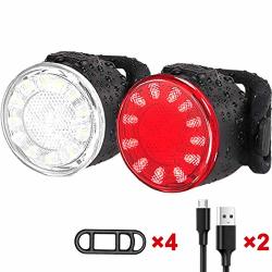 USB Rechargeable LED Bike Lights Set Ultra Bright Front And Back Rear Bicycle Light Combo IPX5 Waterproof Mountain Road Helmet Cycle Headlight And Taillight