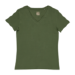 Ladies Olive Every Wear V-neck T-Shirt Size S-xxl