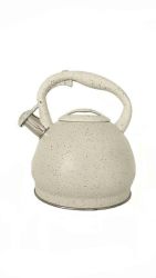 3LTR Cream Marble Finish Non-electric Induction Kettle With Whistle