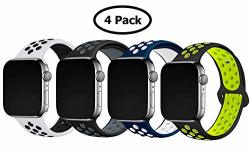 4 Pack Band For Apple Watch 42-44MM Soft Silicone Sport Strap Replacement Bracelet Wristband For Apple Watch Series 4 3 2 1 Nike+ S m Size
