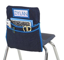 ECR4KIDS Classroom Chair Seat Companion Pocket Organizer With Name Tag Small