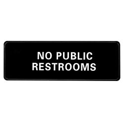 Single 3x9 Inch iCandy Combat Blue Background with White Font Restrooms for Customer Use Only Outdoor & Indoor Plastic Wall Sign