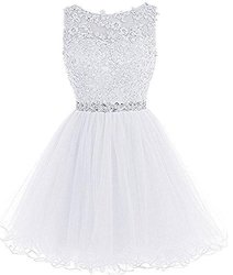 Henglizh High School Girl's Senior Prom Ball Dress Wedding Party Dress Plus Size White Size 2