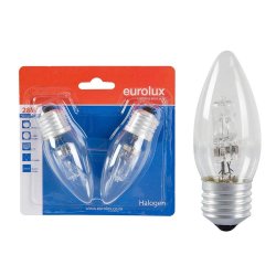 Eurolux Halogen Candle E27 28W Twin Pack