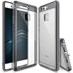 Huawei P9 Case Ringke Fusion Crystal Clear PC Back Tpu Bumper Drop Protection shock Absorption Technology Attached Dust Cap For Huawei P9 - Smoke Black