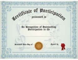 Participation generic Certificate Pack Of Ten