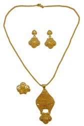 Bollywood Ethnic 18K Gold Plated Women Pendant Necklace Set Traditional Jewelry IMRB-BNG287A