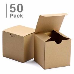 GSSUSA Small Gift Boxes 50PACK 4X4X4 Brown Gift Boxes With Lids For Gifts Crafting Cupcake Boxes