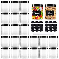 Aoeoe 32 Pack Plastic Jars with Lids, 8 oz Plastic Mason Jars, Clear Slime  Containers, Round Storage Jars Bulk, Wide-Mouth Jars for Kitchen and