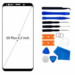 Original Compatible 6.2 Inch Samsung Galaxy S9 Plus Front Outer Touch Screen Glass Lens Replacement Screen Lens Glass Repair Tool Kits SM-G965 Galaxy S9 6.2 Inch Black
