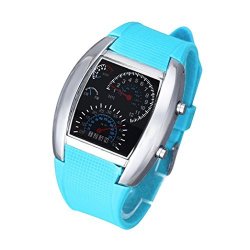 Toopoot Womens Fashion Aviation Turbo Dial LED Watch Sport Car Meter Blue