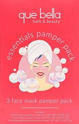Que Bella Essentials Pamper Pack Gift Set Including 3 Face Masks