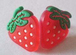 Hand Crafted Stud Earrings- Plastic Strawberry