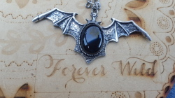 Black Gem & Bat Wing Necklace