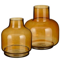 Lino Glass Vase Brown 23.5 X 20CM