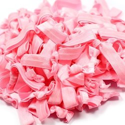 Midi Ribbon 100 Packs Hair Ties-pink Color-no Crease Elastic Ribbon Ponytail Holders Knotted Fold Over Assorted Hair Bands Solids