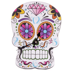 Day Of The Dead Skull Shaped Wall Clock
