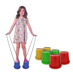 Get Out Bucket Stilts In Red Kid Stilt 2-PACK Pair Walking Cups For Children Kids Stepper Toy Walking Stilts